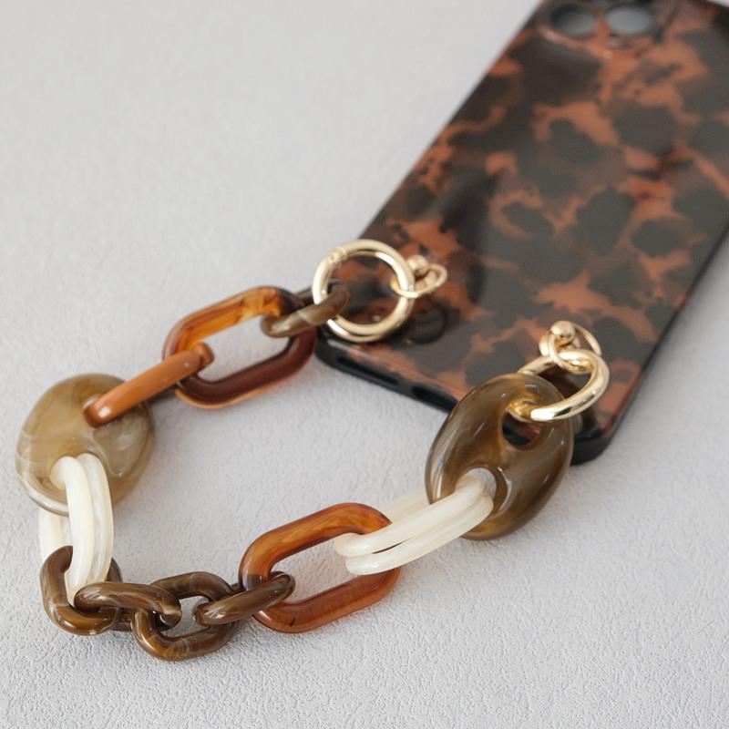 New Phone Accessory Wooden Chain Boutique Beaded Luxury Phone Case Chains Acrylic Handle Lanyard Cell Mobile Patch Charm Strap