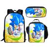 Sonic Rucksack-Set für Kinder 3-teilig Anime Schultasche Brottasche Federmäppchen Grundschüler Geschenk