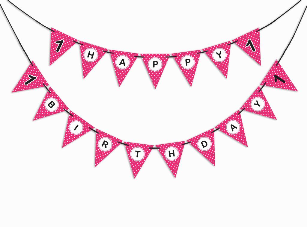 Inkdotpot Birthday Party Decorations Happy Birthday Party Garland Baby Girls Polka Dot Pennant Banner