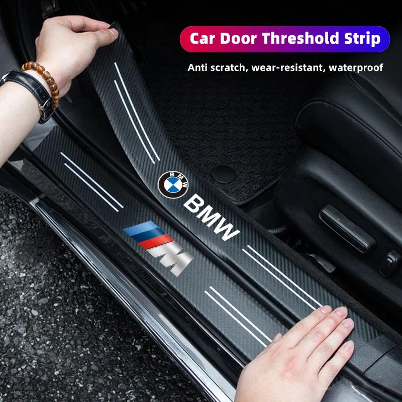 BBKP7 Leather Car Door Decals Carbon Fiber Threshold Anti Scratch For BMW X1 X2 X3 X5 X4 X6 X7 iX3 F20 F10 F07 E70 E46 E90 E92 E60 E39