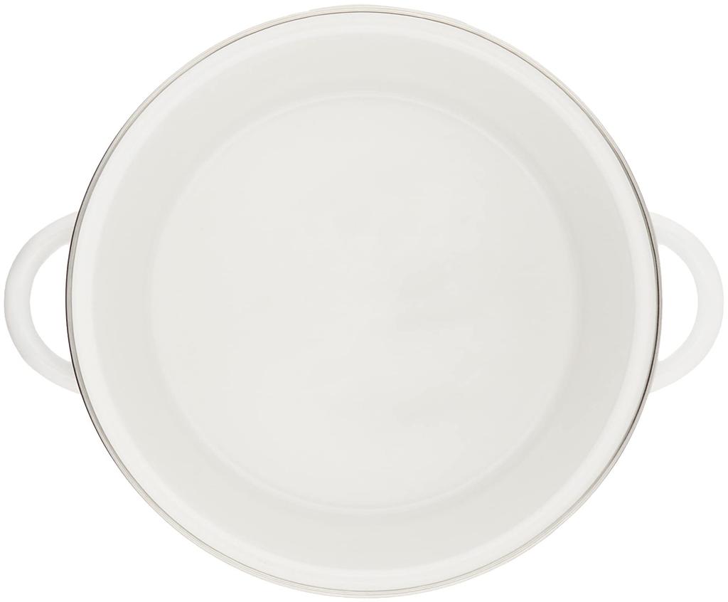 Pearl Metal Crevia Enamel Glass Lid Pot with Handle 22cm White
