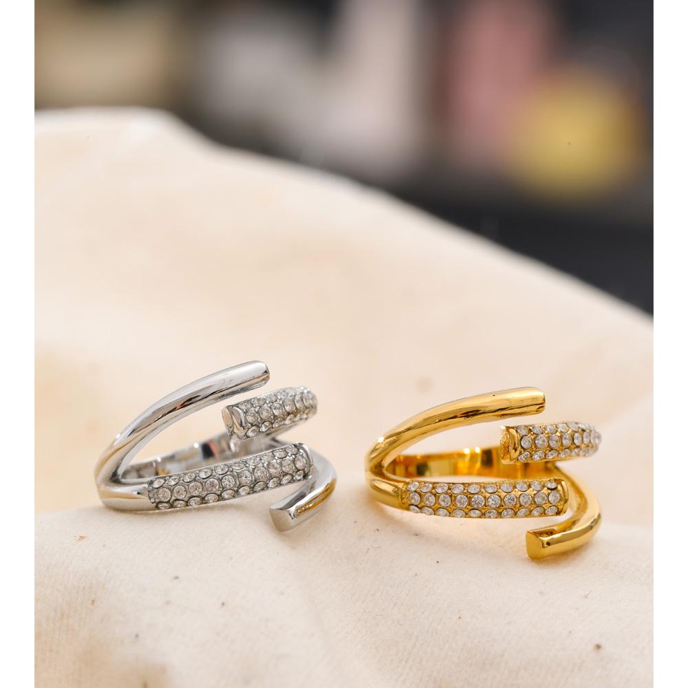 Eetit Stainless Steel Adjustable Zirconia Layered Ring for Women New Arrival Delicate Popular Fashion Modern Jewelry Recommend