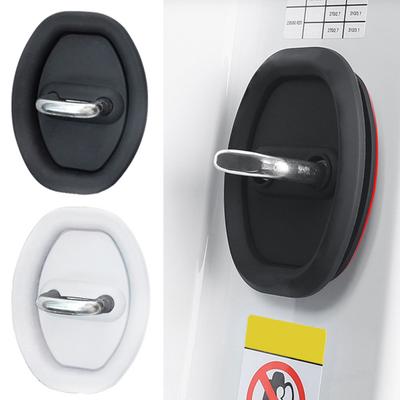 4 Peças Capa Protetora de Trava de Porta de Carro de Silicone Universal Absorção de Choque Capa de Fechadura de Porta Escudo de Fechadura de Porta Anti-Ferrugem para Cilindro de Fechadura de Veículo