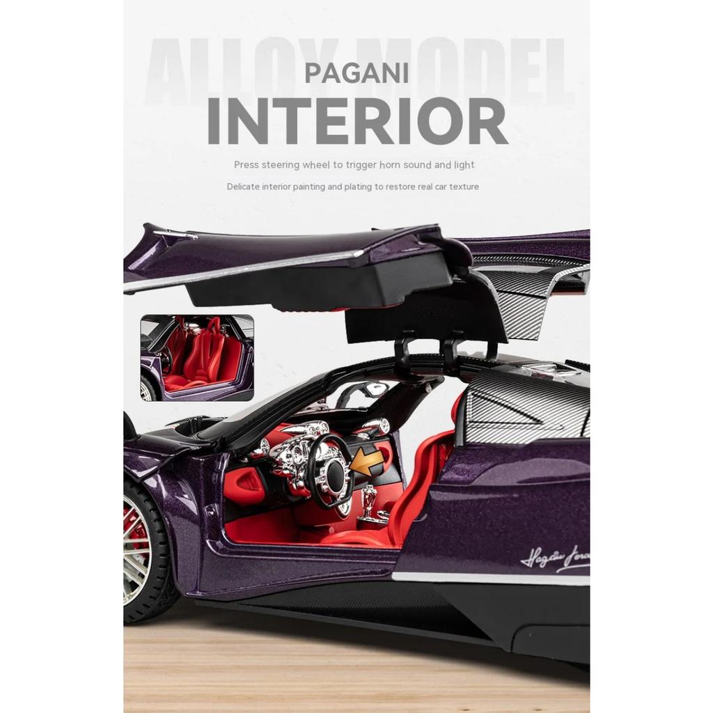 Pagani Huayra Dinastia Sportwagen-Modell im Maßstab 1:18 aus Metallguss, mit realistischem Sound und Lichteffekten – das perfekte Geschenk für Kinder.