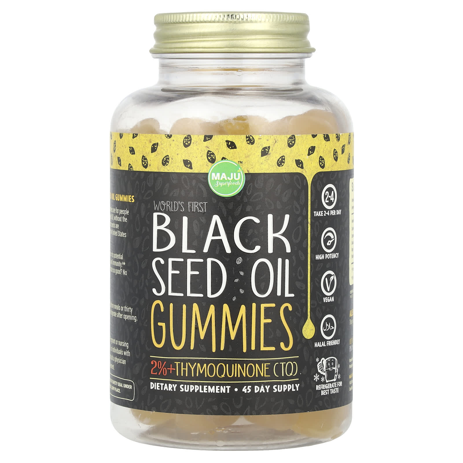

World s First Black Seed Oil Gummy, 45 Gummies (250Mg per Gummy)