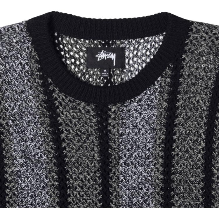 Stussy FW22 Striped Crew Neck Pullover Sweater Unisex Sweater Black 117148
