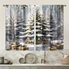 2pcs- Holiday Forest Christmas pattern printed curtains, window decorations, home decorations, room decorations