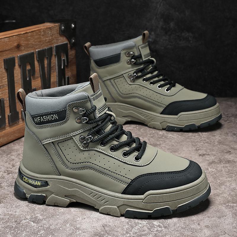 

Осень и зима высокие ботинки Мартин, рабочие ботинки, локомотивные ботинки, трендовые ботинки, нескользящие, для активного отдыха, для пеших прогулок, мужские ботинки 44