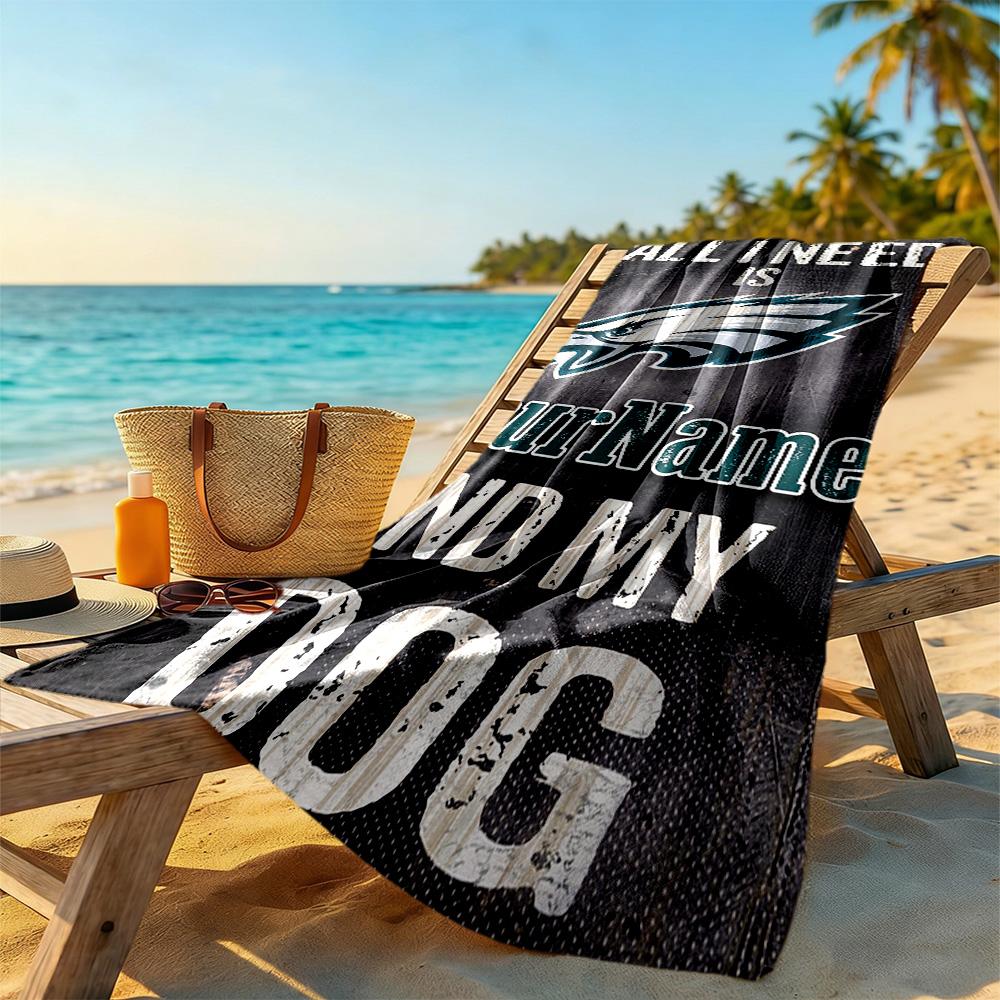 Philadelphia Eagles Customize Text Beach Towel Soft Durable Quickdry Suitable For Sports Travel Swimming Yoga Bathroom Beach And Pool