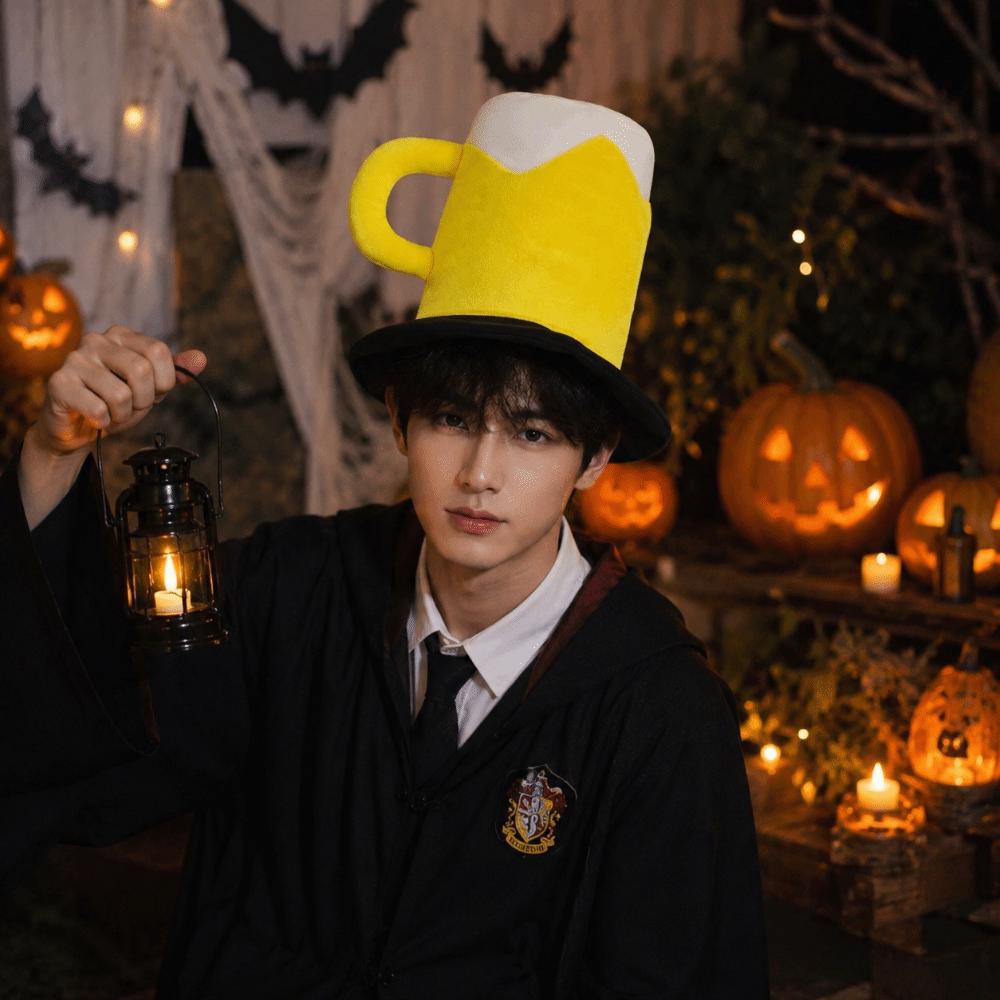 Funny Cosplay Beer Cup Hat Creative Halloween Headgear Lightweight Beer Mug Hat Party Decoration