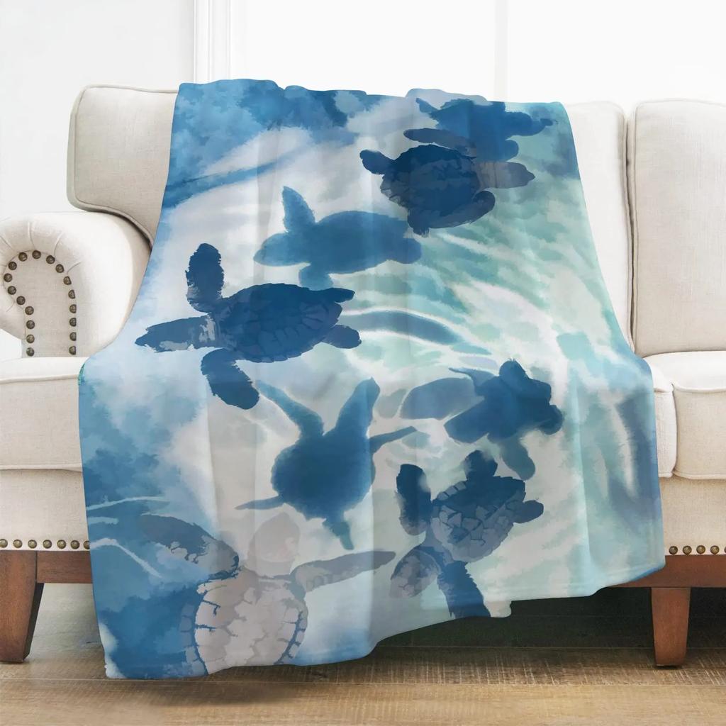 Flannel Fleece Bed Blankets Lightweight Cozy Throw Blanket for Couch Sofa Bedroom Adults Teen Sea Turtle Ocean Animal Landscape