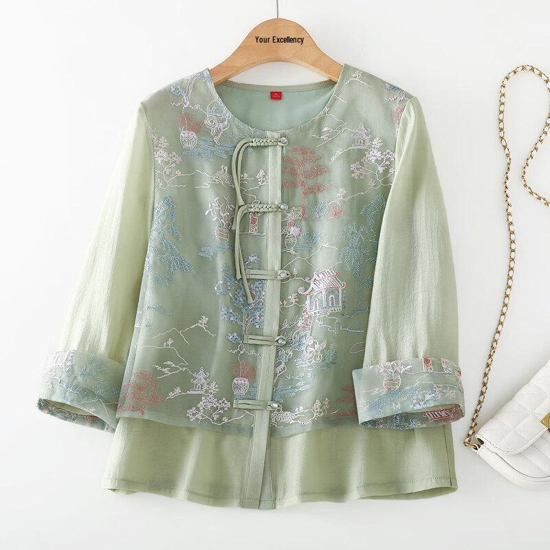 Yu Zhaolin Women's New Chinese Style Chiffon Blouse
