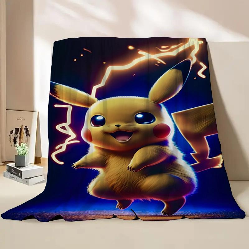 Anime Pokemon Flannel Fluffy Soft Blanket Pikachu Home Sofa Lunch Break,Throw Blanket For Kids Student Bed Blanket Nap Cover