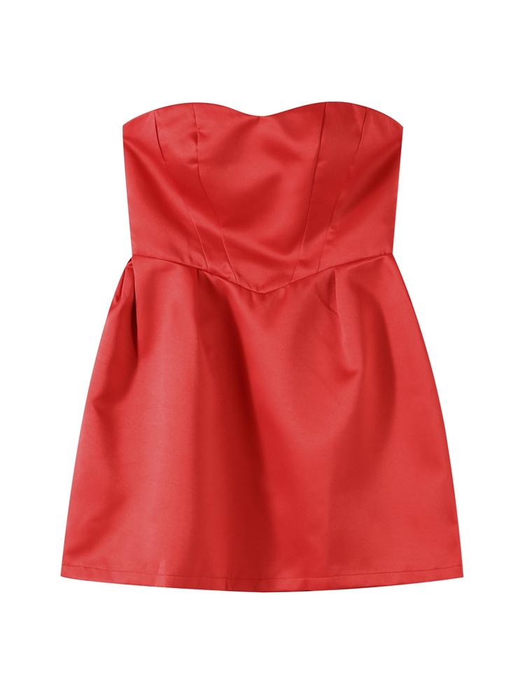 

Женское платье без бретелек на молнии в форме сердца однотонное короткая юбка простое и элегантное рождественские костюмы новогоднее платье красный белый 2025 M красный