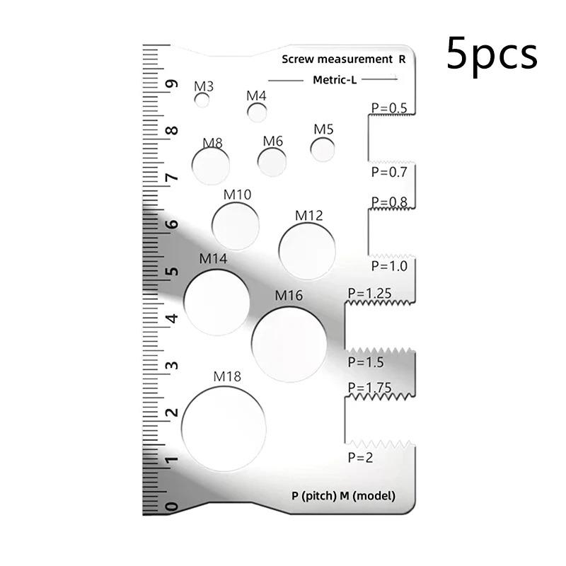 5pc Screw Pitch Stainless Steel Measuring Ruler Portable Industrial and Household Measuring Tool