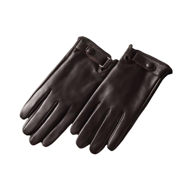 

Модные зимние перчатки из натуральной кожи для мужчин, на пуговицах, из натуральной овчины, на флисовой подкладке, теплые и мягкие XL