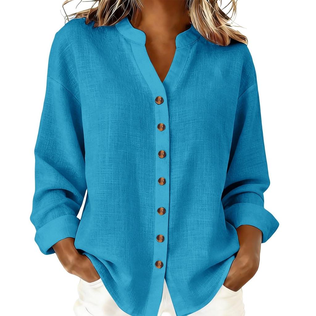 Women's Fashion Casual -Colour Long-Sleeved Button-Front Cardigan Shirt T-Shirt Top