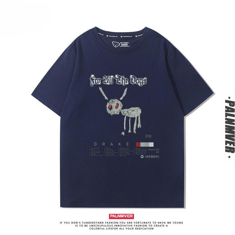 Hip Hop Drake Drake Nieuw Album voor All The Dogs Korte Mouw Heren T-Shirt Street Europese en Amerikaanse Trend Kleding Zomer