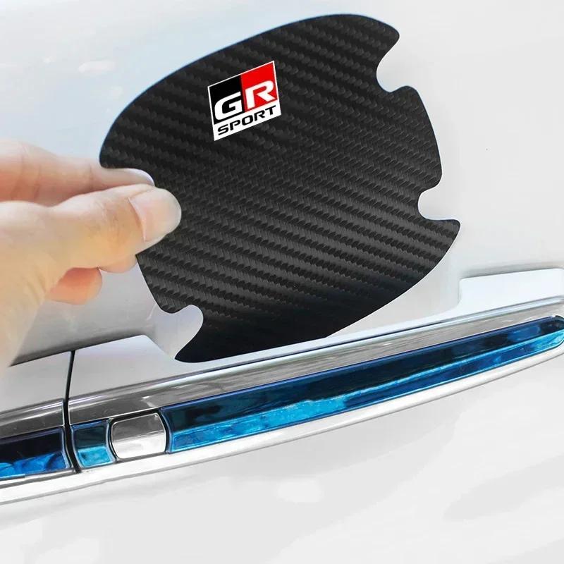Car Anti Scratch Stickers For Toyota GR Gazoo Sport Door Handle Carbon Fiber Protector Handle Protection Film Styling Accessorie