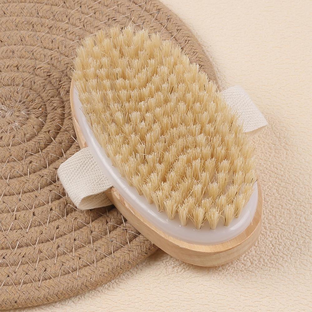 Natural Bristle Body Brush Exfoliating Dry Body Brushing Soft Bristles for Bath Home Use