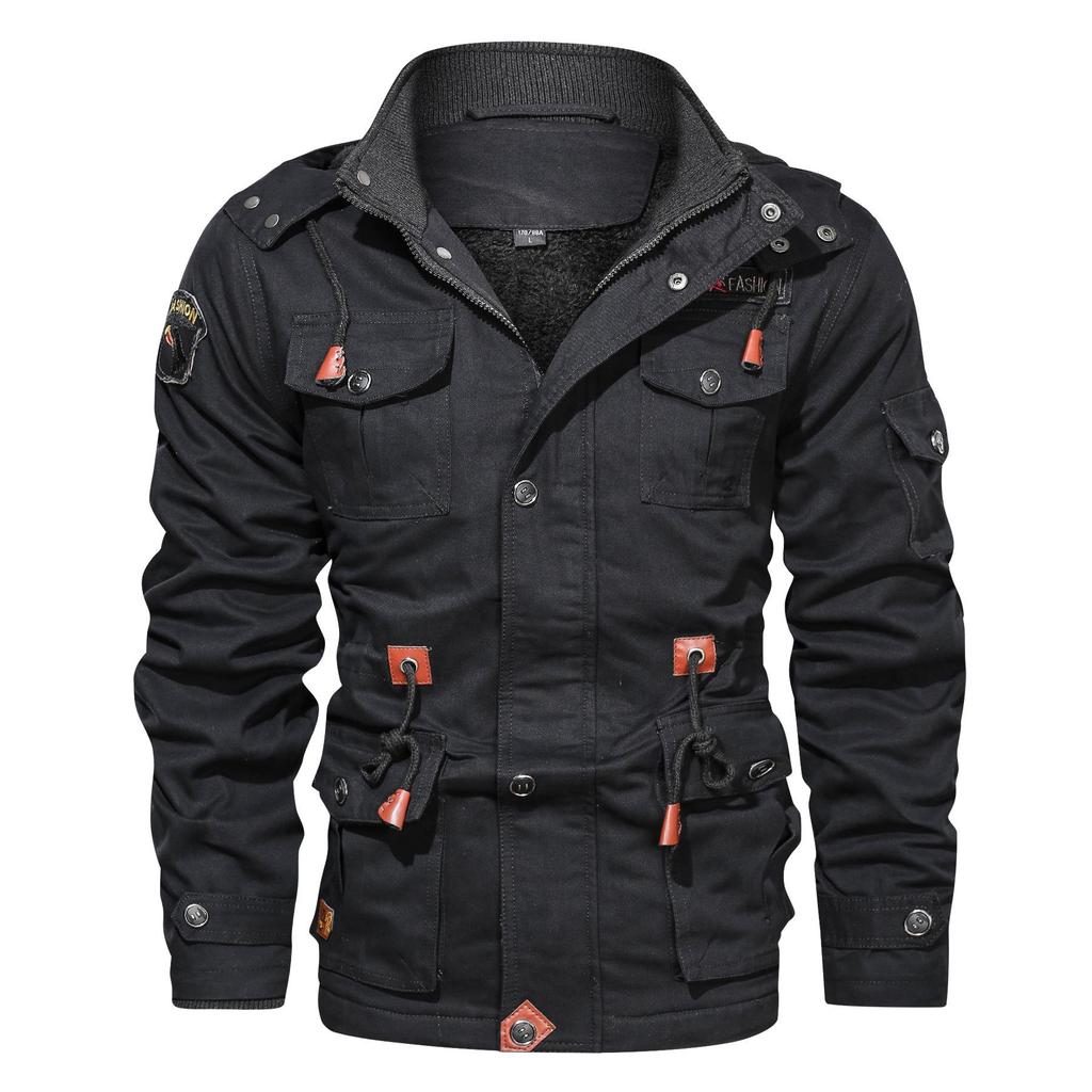 Chaqueta lavada de nuevo estilo con capucha de invierno para hombre, chaqueta informal de terciopelo de talla grande para hombre