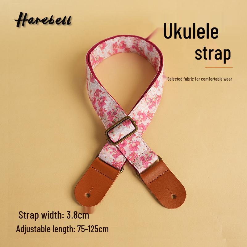 

Vintage Pink Chrysanthemum Ukulele Strap with Metal Buckle Pink Chrysanthemum