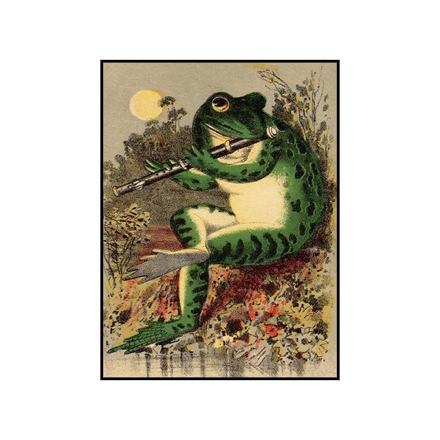 Banjo Frog Anime Art Picture Poster Canvas Painting Retro Style Decorative Painting Living Room Wall Art Print Modern Home Decor No Frame