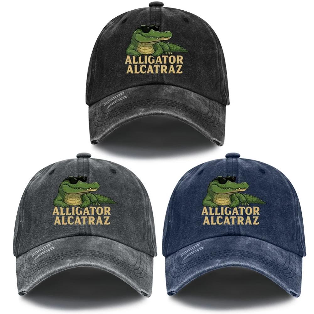 Washed Cotton Baseball Cap Breathable Alligator Dad Hat Comfortable Fashion Golf Hat Adjustable for Outdoor Sports