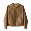 Stylish Women's PU Leather Stand-Collar Jacket, 2025 Plus Size Slimming Biker Style for Spring/Autumn.