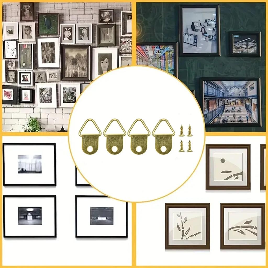 50 szt. Złoty trójkąt D Ring wiszący obraz olejny rama haczyk wieszak