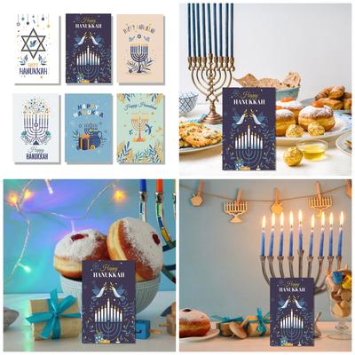 30 Bucăți Menora Pasăre Felicitare Happy Hanukkah cu Plic Umor Sărbătoare pentru Bărbați și Femei Sărbătoare Evreiască Carte de Notițe