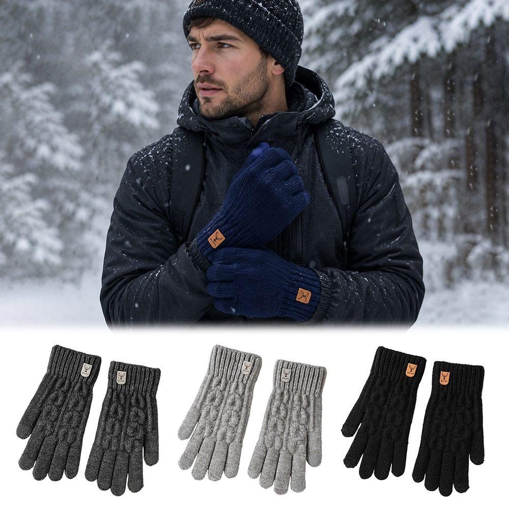 Thickened Winter Knitted Gloves Warm Wool Gloves Fashion Touch Screen Gloves  for Men Women