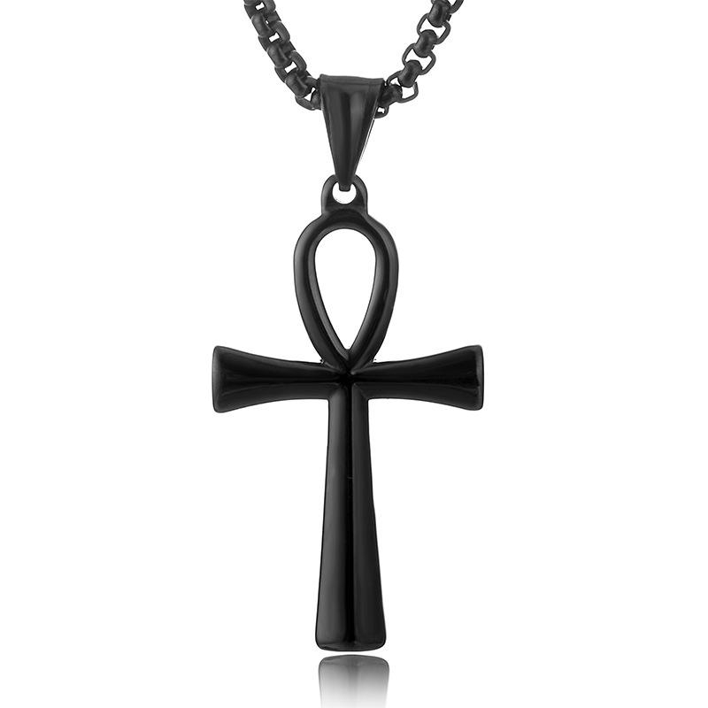 2024 Men's Simple Polished Egyptian Ankh Cross Pendant Necklace