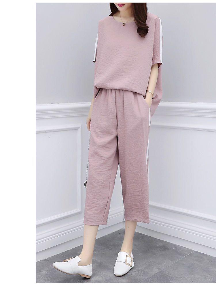 Plus Size Korean Style Women's Summer Two-Piece Set: Loose Casual Wide-Leg Pants Suit