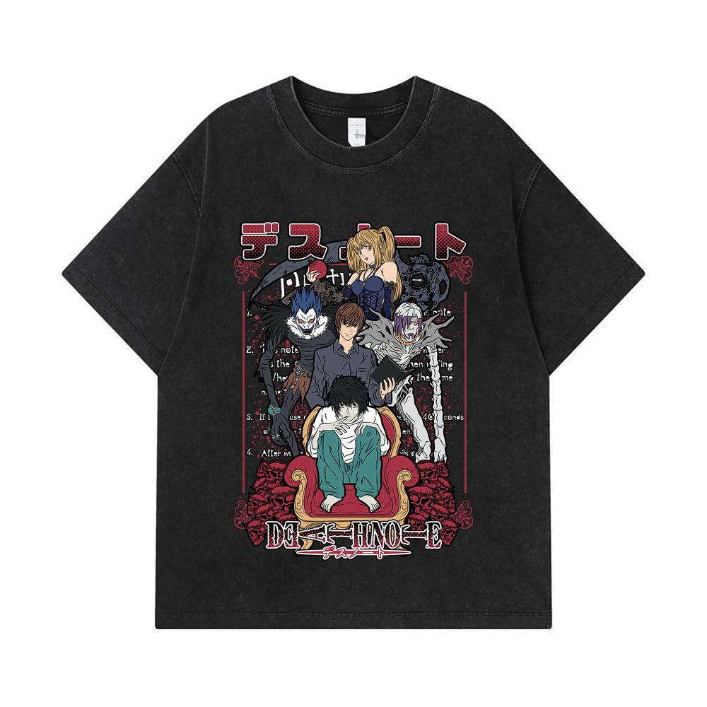 275 GSM Washed T-shirts 100% Cotton Death Note V1 Print Unisex Heavy Cotton T Shirt