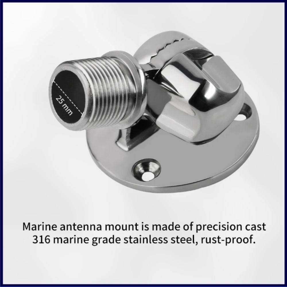 Support de montage de mât d'antenne à cliquet en acier inoxydable 316 Diamètre 25 mm Support d'antenne de bateau Communication VHF