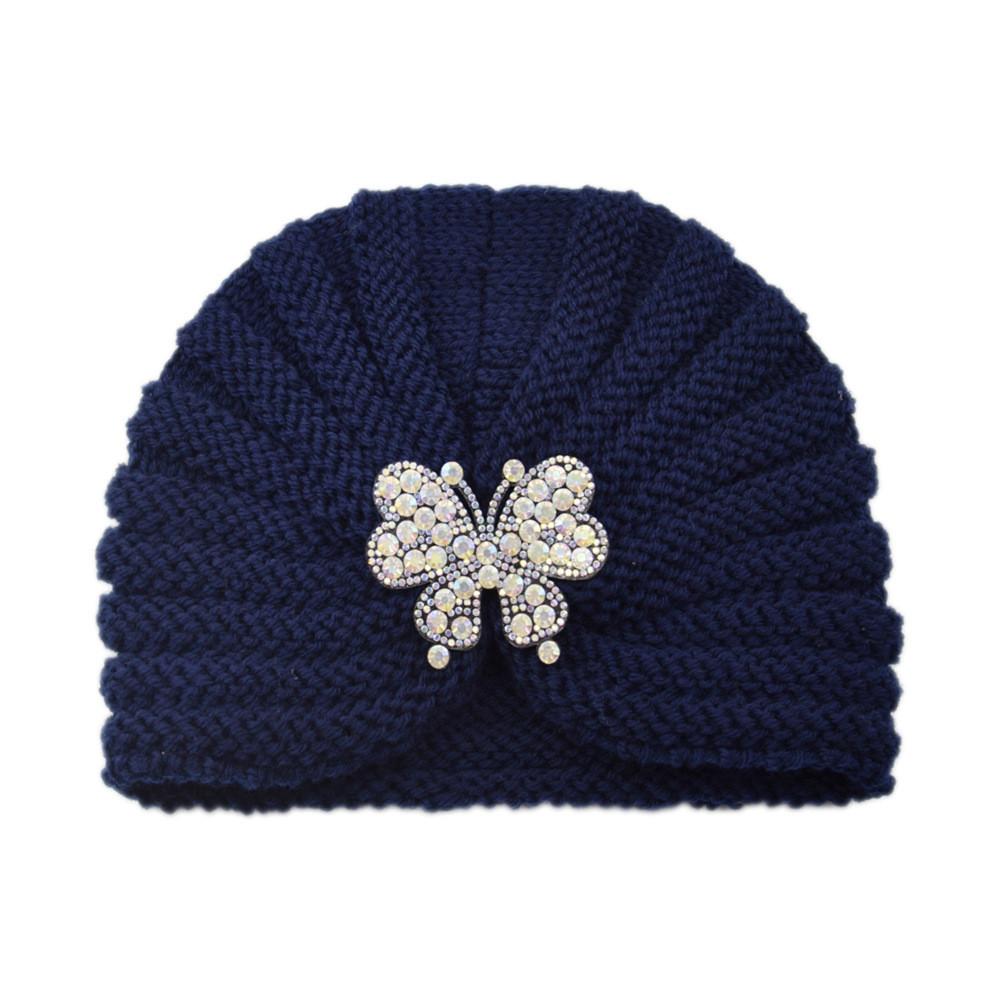 

Butterfly Knit Hat For Women With Breathable Warmth For Autumn And Winter Темно-синій