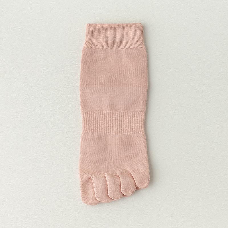 Calzini da Donna Antibatterici in Cotone Pettinato con Dita Separate - Colore Unito, a Metà Polpaccio, Primavera/Autunno