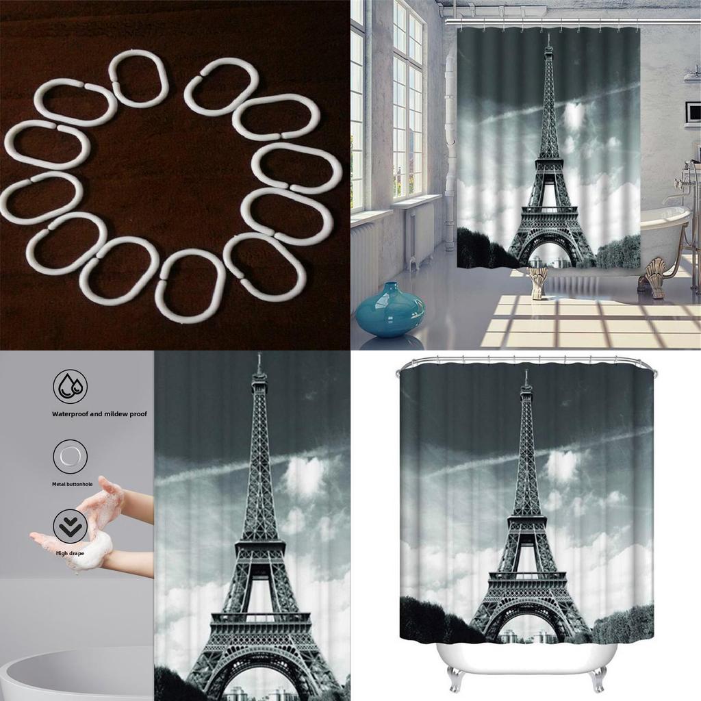 Eiffelturm Stadtansicht Duschvorhang mit Polyestergewebe für Badezimmer- und Spa-Nutzung