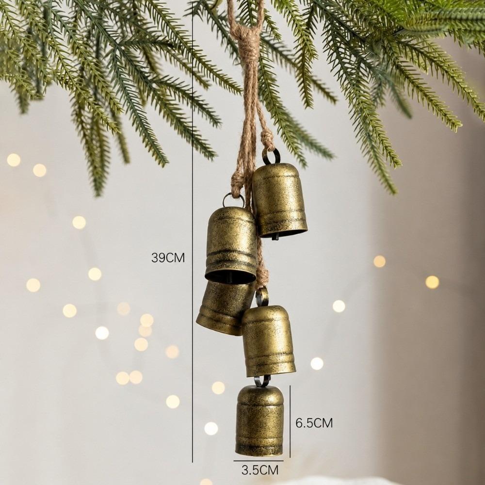Jute Rope Metal Bell Pendant Iron Vintage Bell Charm New Xmas Bell Hanger Wreath Accessory
