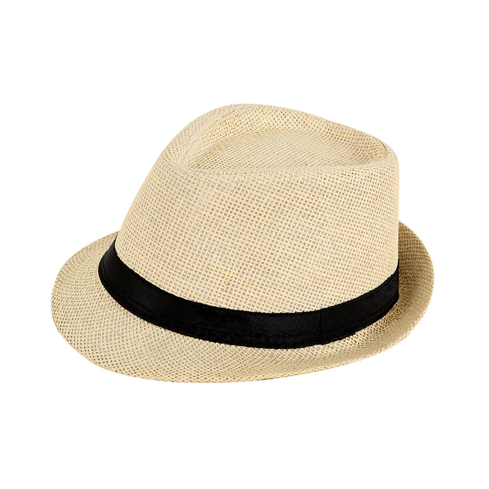 

Fashion Sun Hat Unisex British Style Outdoor Straw Beach Hat for Men Women Summer Sun Protection Wide Brim Hat