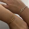 Brățări din oțel inoxidabil cu lanț șarpe nod pentru femei, cupluri, modă, culoare aurie, handmade, brățară cu pandantiv reglabilă, zirconiu, cadou