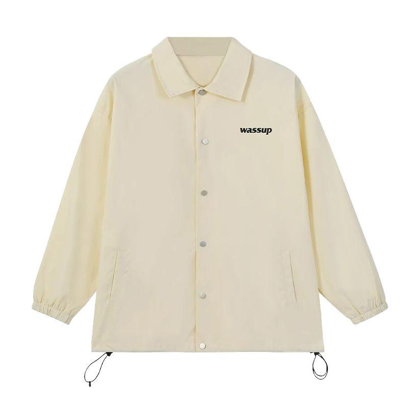 

Wassup Heods Letter Trendy Brand Workwear Jacket Men s Autumn and Winter Simple Casual Couple Wear Loose Coat Khaki 2XL