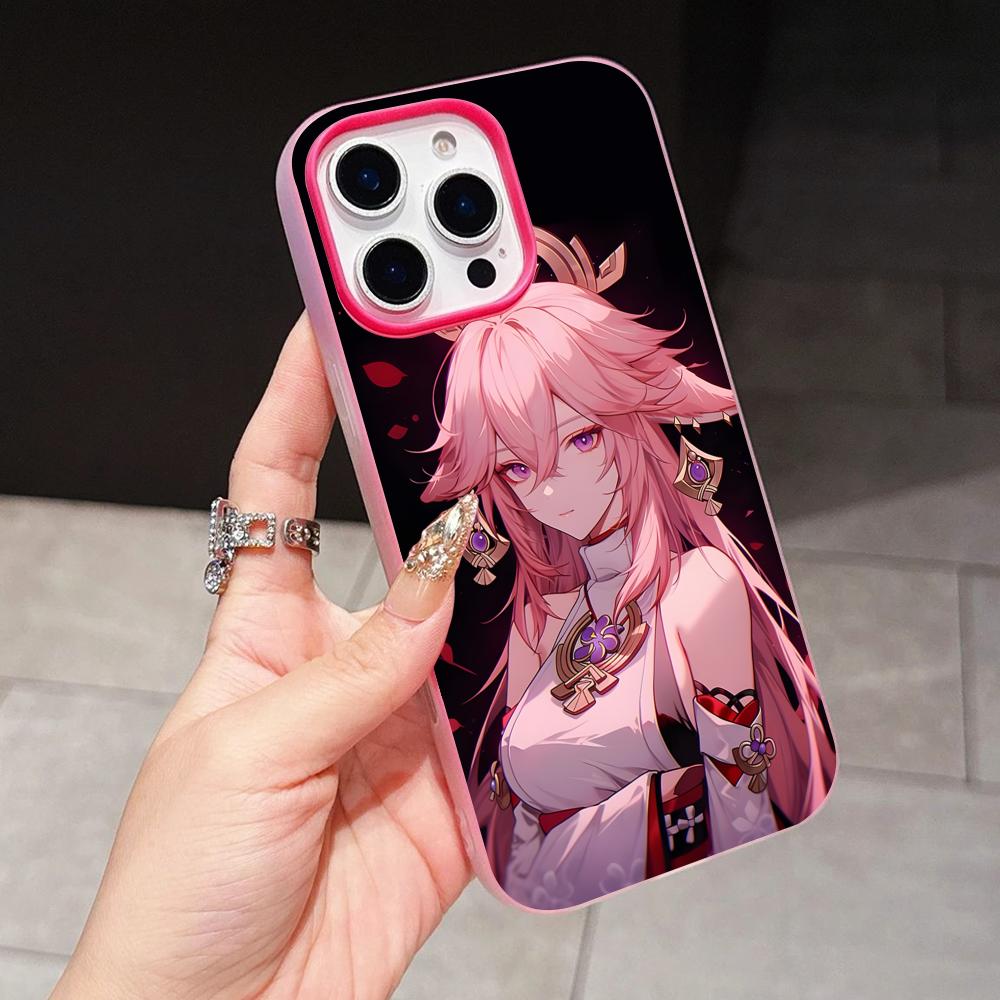 

Game GI Miko Jelly Double layer Rose Red Mobile Phone Case for iPhone 17 16 15 14 13 12 11 Air Pro Max Plus Protective iPhone 14 Pro Max