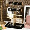 1Pc Of Light Luxury Style Jewelry Storage Rack. Black And Gold Color Scheme, White And Gold Color Scheme. Multi-Layer Design. For Organized Displa