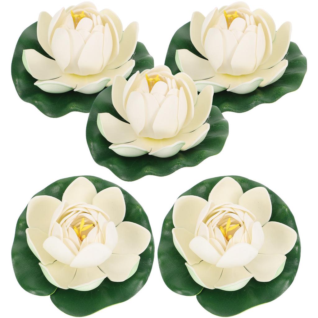 5 Stück Künstliche Lotusblumen Dekoration Schwimmende Künstliche Lotusblumen für Wassergärten Teiche Brunnen Aquarien Terrassen Heimdekoration