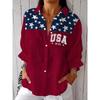 Vintage Contrast Stripe Satin Long Sleeve Shirt Loose Fit Casual Workwear Blouse Women