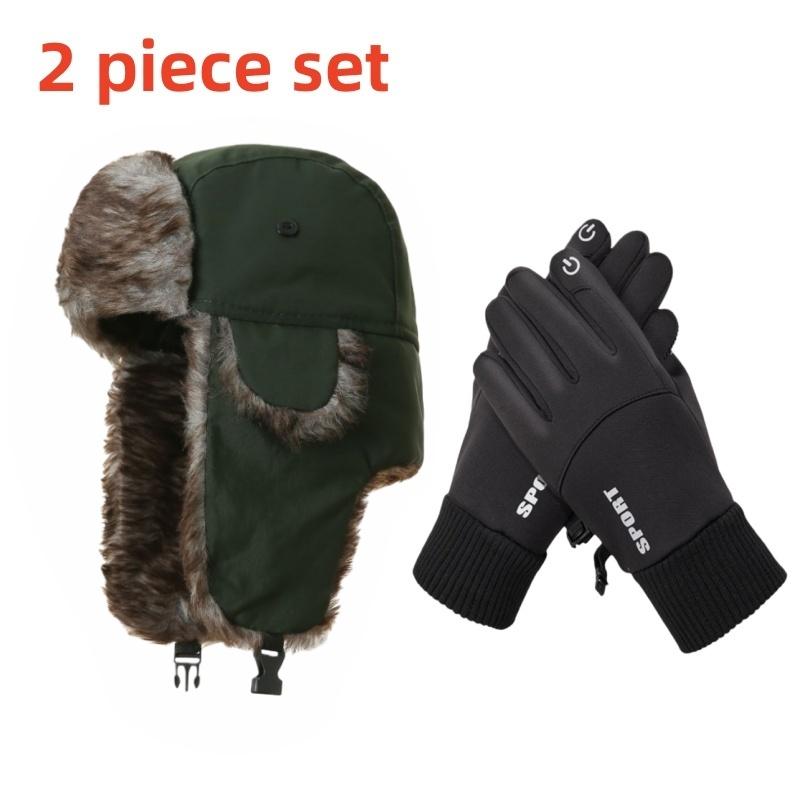 Cappello da caccia da uomo, paraorecchie in finta pelliccia, Cappello da caccia invernale caldo, Cappello da aviatore, Cappello da pesca sul ghiaccio, Cappello da sci