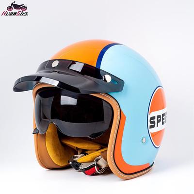 High-Quality Retro Motorcycle Half Helmet with Built-In Goggles for Men and Women