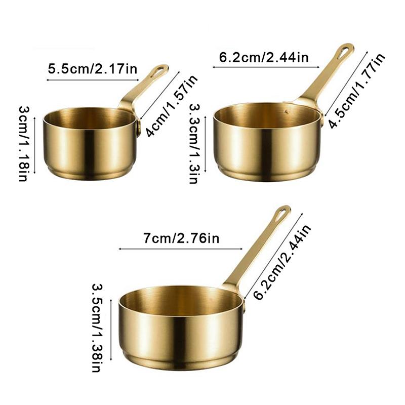 Measuring Cup Stainless Steel Sauce Cup Non-Rust 50/80/100Ml Seasoning Bowl With Handle Mini Sauce Pan Gravy